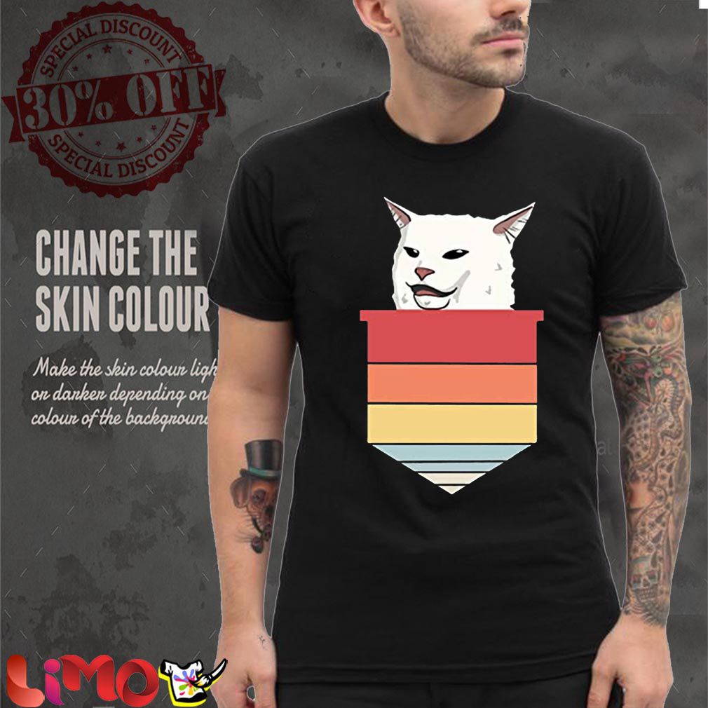 Angry women yelling at confused cat at dinner 2020 T-Shirt