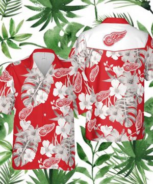 Detroit Red Wings NHL Hawaii Floral Hawaii Shirt Fireball Button Hawaiian Shir 2