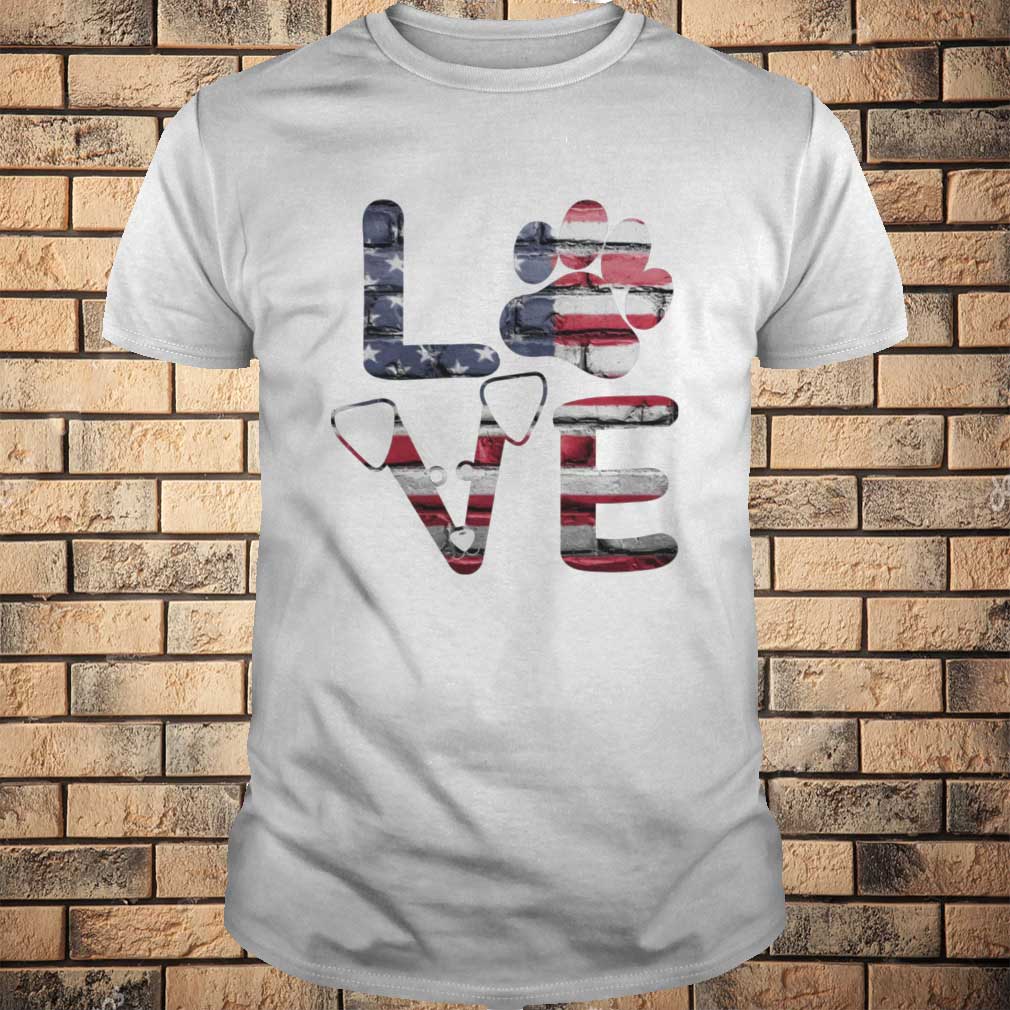 Dog Lover American Flag T-