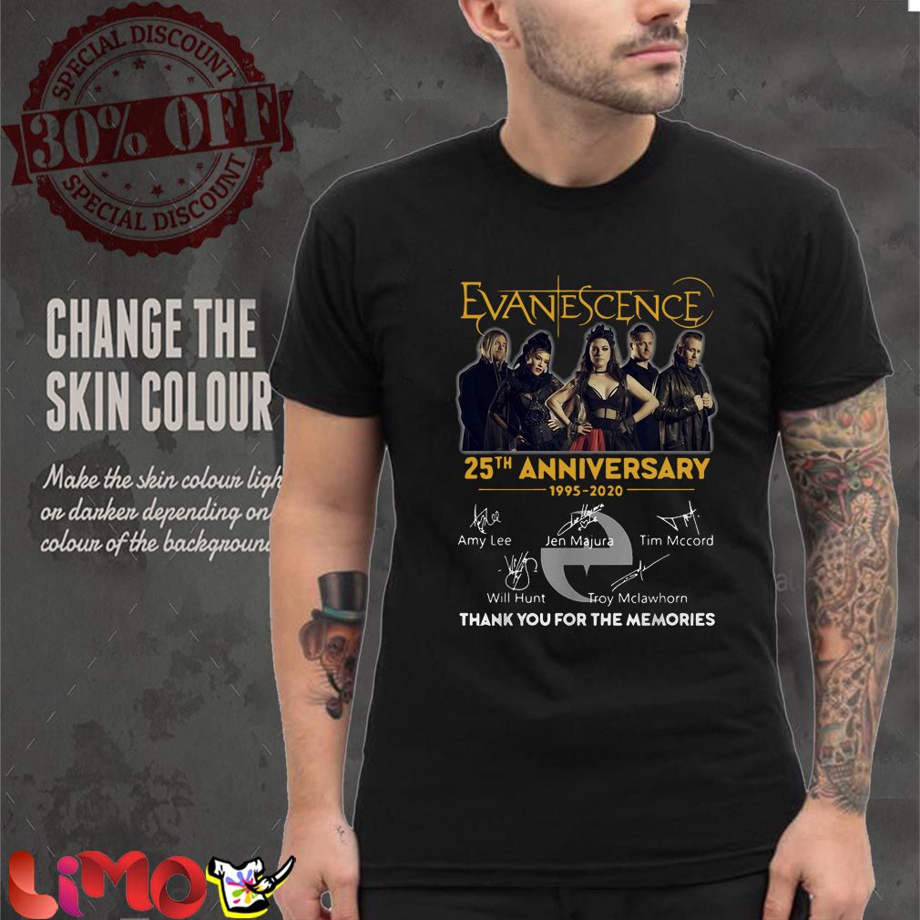 Evanescence 25th Anniversary 1995 2020 thank you for the memories shirt
