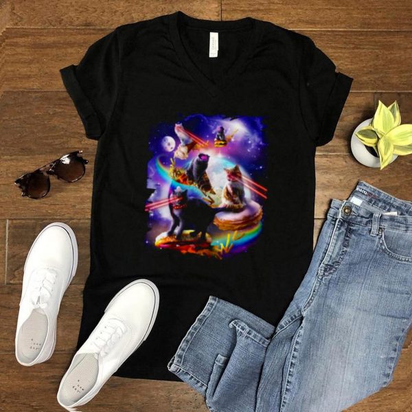 Galaxy Laser Space Cat On Burger Pizza Donut Ice Cream T Shirt