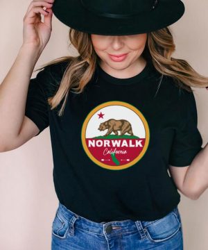 I Love Norwalk California CA Flag and Bear Badge shirt