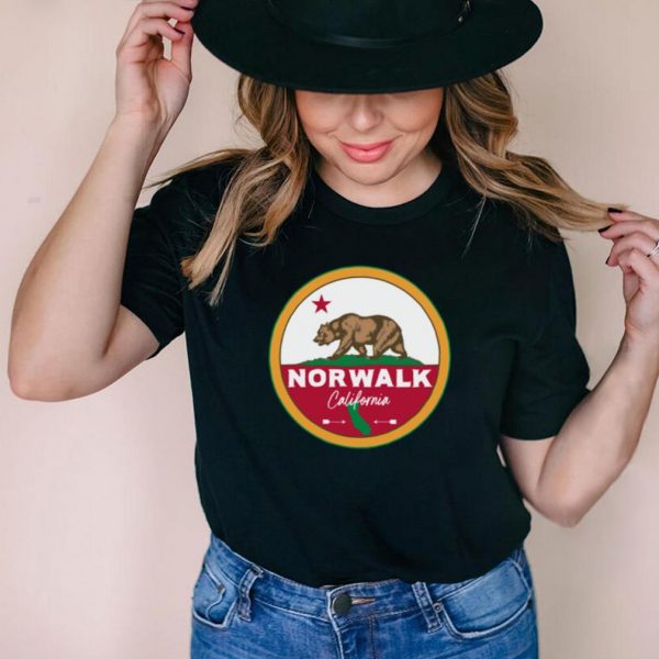 I Love Norwalk California CA Flag and Bear Badge shirt