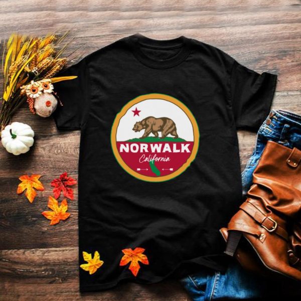 I Love Norwalk California CA Flag and Bear Badge shirt