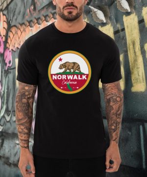 I Love Norwalk California CA Flag and Bear Badge shirt