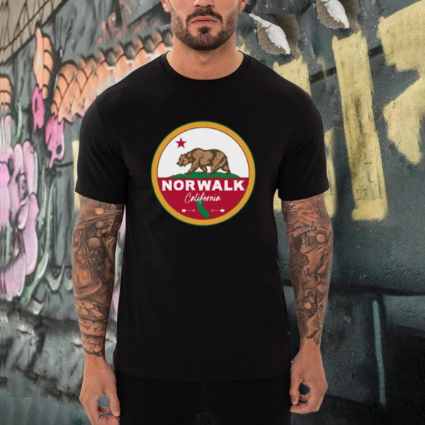 I Love Norwalk California CA Flag and Bear Badge shirt