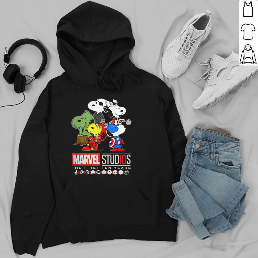 Marvel Studios The First Ten Years Iron Man Hook Thanos Captain Snoopy Peanuts Lovers Shirts