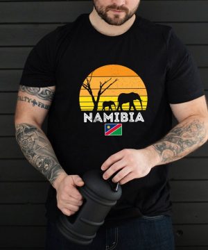 Namibia Elephant Safari Vintage Sonnenuntergang Wüste Afrika Langarmshirt shirt