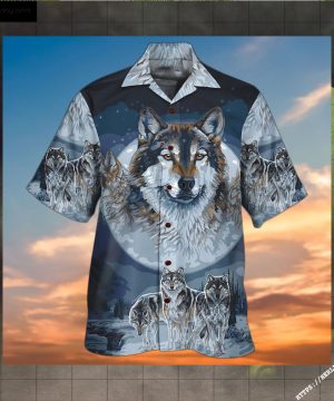 Native wolf style love peace hawaiian shirt