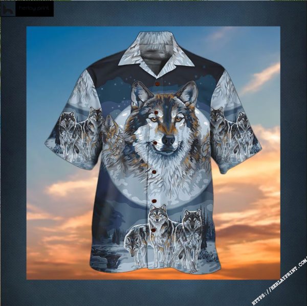 Native wolf style love peace hawaiian shirt