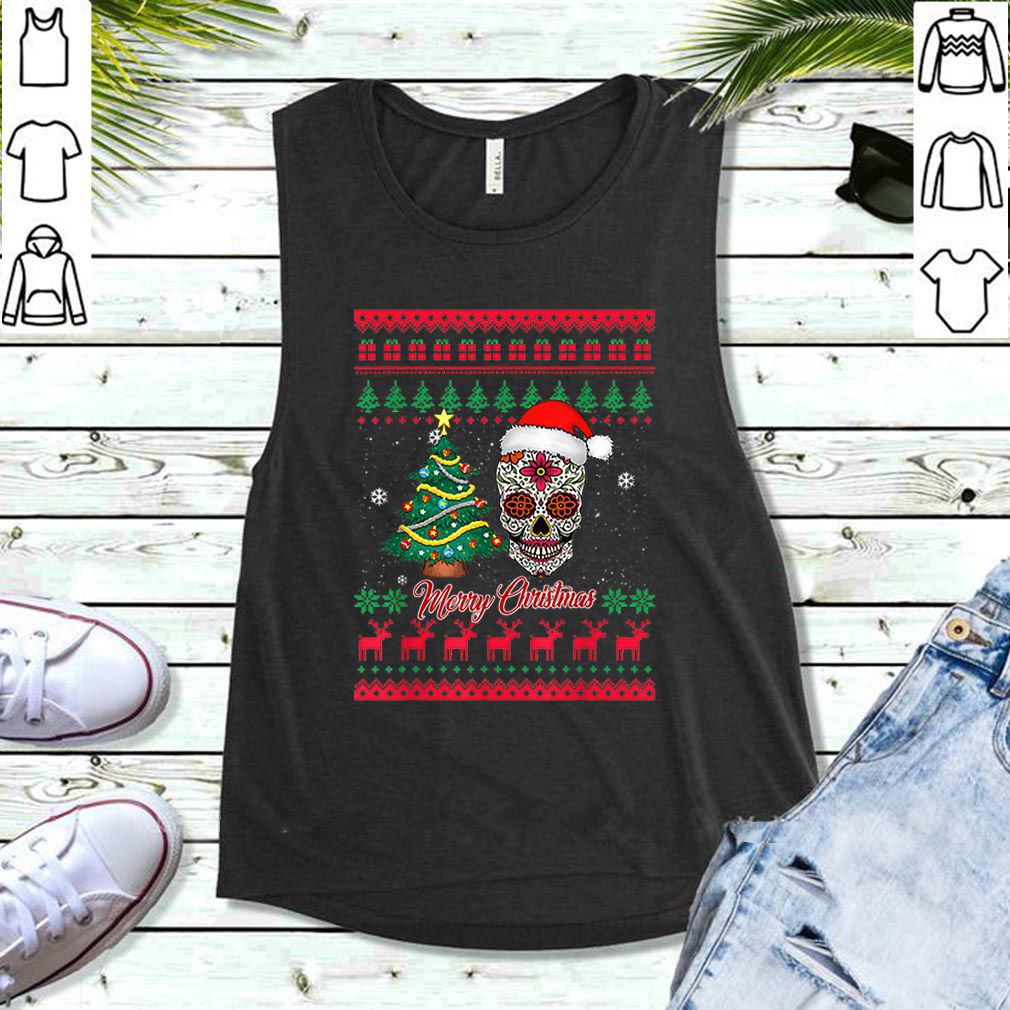 Official Santa Sugar Skull and Christmas Tree Ugly Christmas shirt