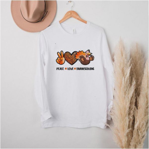 Peace Love Thanksgiving Turkey Leopard Heart Shirt