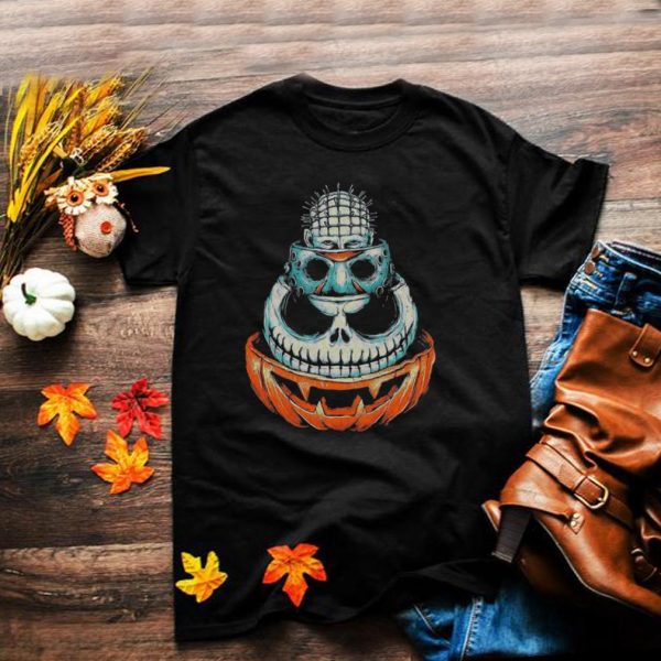 Pinhead Jason Voorhees Jack Skeleton and Pumpkin Halloween shirt