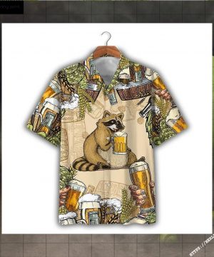 Raccoon And Beer Haawaiian Shirt And Shorts