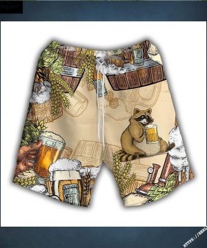 Raccoon And Beer Haawaiian Shirt And Shorts