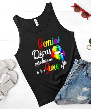 Rainbow Lips Divas Are Born On June 4th Gemini Girl Birthday shirt
