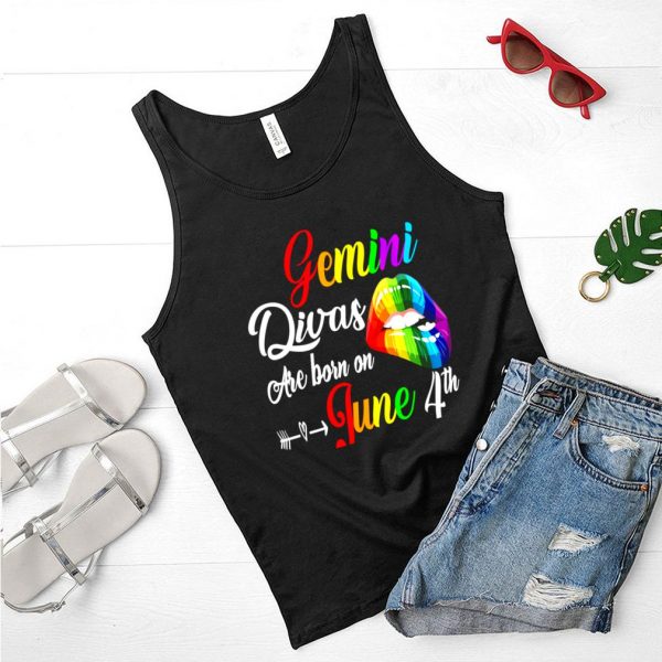 Rainbow Lips Divas Are Born On June 4th Gemini Girl Birthday shirt