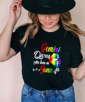 Rainbow Lips Divas Are Born On June 4th Gemini Girl Birthday shirt