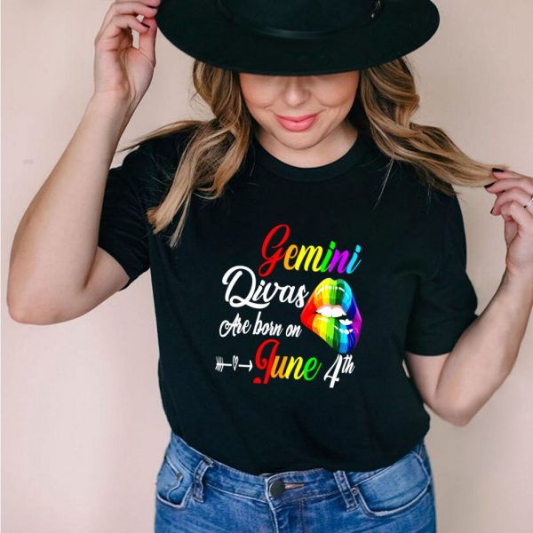 Rainbow Lips Divas Are Born On June 4th Gemini Girl Birthday shirt