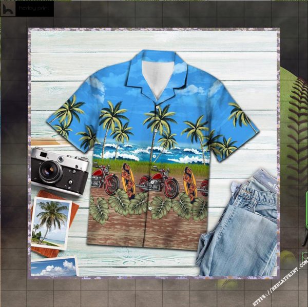 Tropical Motocycle Hawaiian Shirt Short