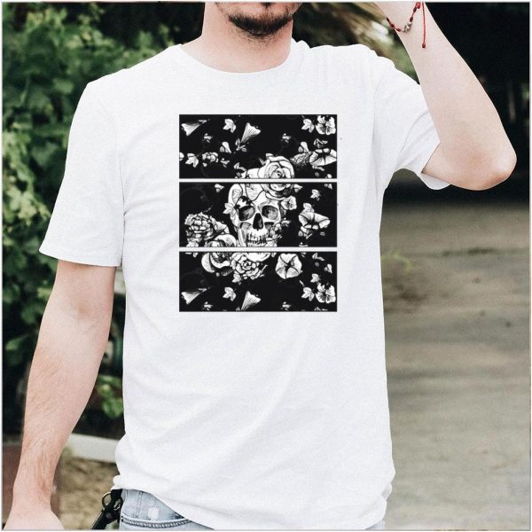 Womens Floral Skull Flowers Nu Goth Emo Punk T shirt