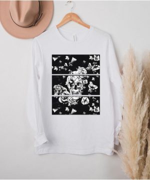 Womens Floral Skull Flowers Nu Goth Emo Punk T shirt