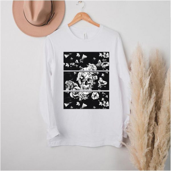 Womens Floral Skull Flowers Nu Goth Emo Punk T shirt