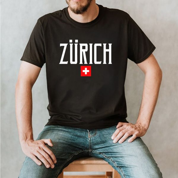 Zurich Switzerland Flag Vintage White Text shirt
