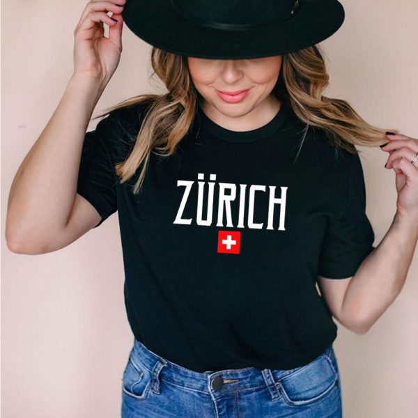Zurich Switzerland Flag Vintage White Text shirt