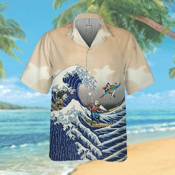 Batman and Superman Beach Surfing Hawaiian Hawaiian Shirt