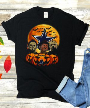 Dallas Cowboys Michael Myers and Freddy Krueger and Jason Voorhees Pumpkin Halloween shirt