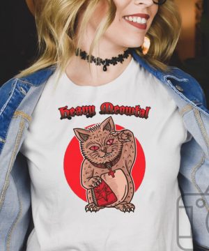 Heavy Meowtal Metal Lucky Cat Hail Satan Kitten Rock Music T shirt