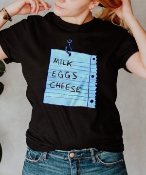 Milk eggs cheese floating shopping shirt