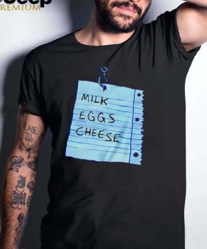 Milk eggs cheese floating shopping shirt