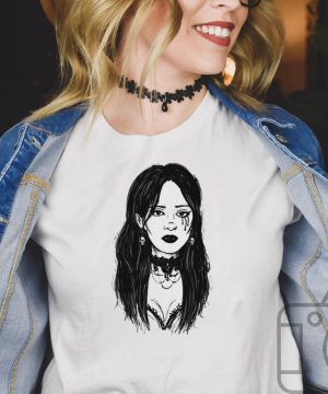 Sexy Goth Girl Vampire Horror Undead Illustrated T shirt