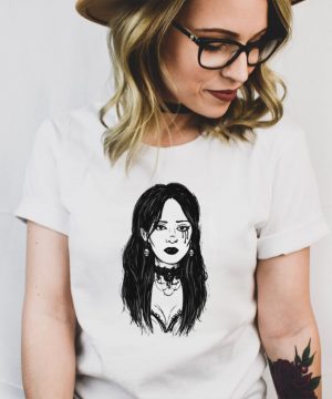 Sexy Goth Girl Vampire Horror Undead Illustrated T shirt