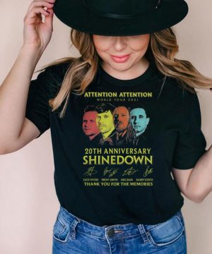 Shinedown Attention Attention World Tour 2021 20th anniversary thank you for the memories signatures shirt