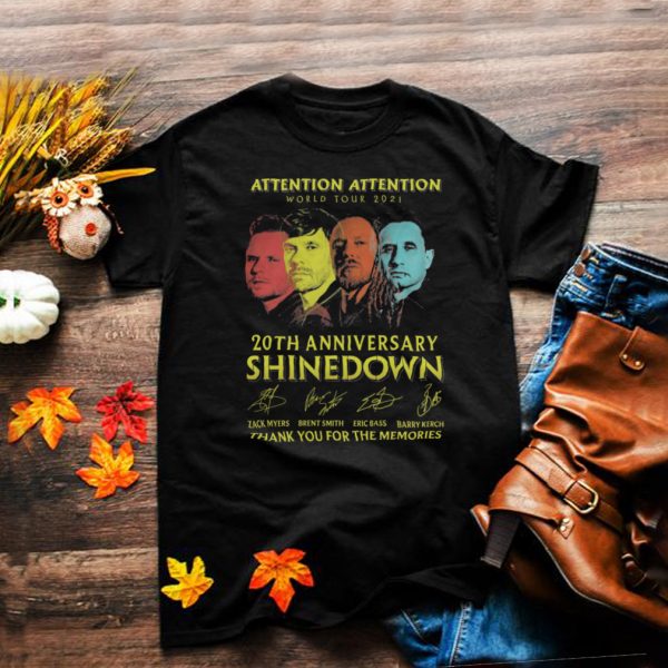 Shinedown Attention Attention World Tour 2021 20th anniversary thank you for the memories signatures shirt