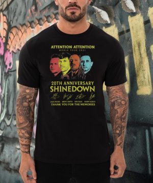 Shinedown Attention Attention World Tour 2021 20th anniversary thank you for the memories signatures shirt