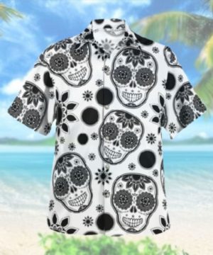 Skull Face Black and White Hawaiian Hawaiian Shirt