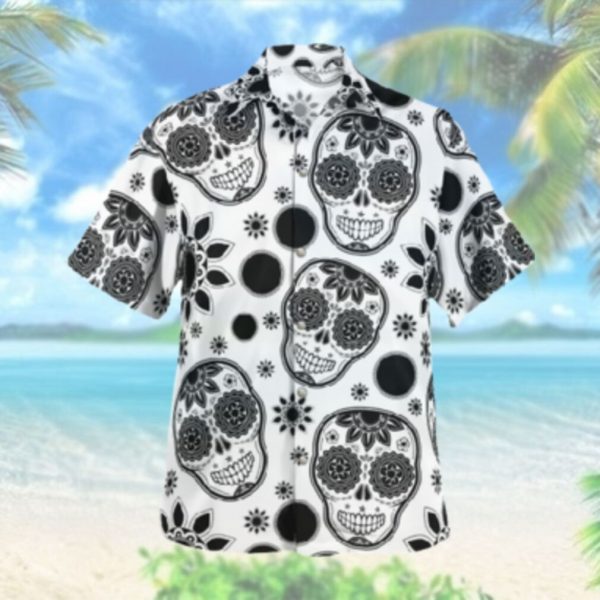 Skull Face Black and White Hawaiian Hawaiian Shirt