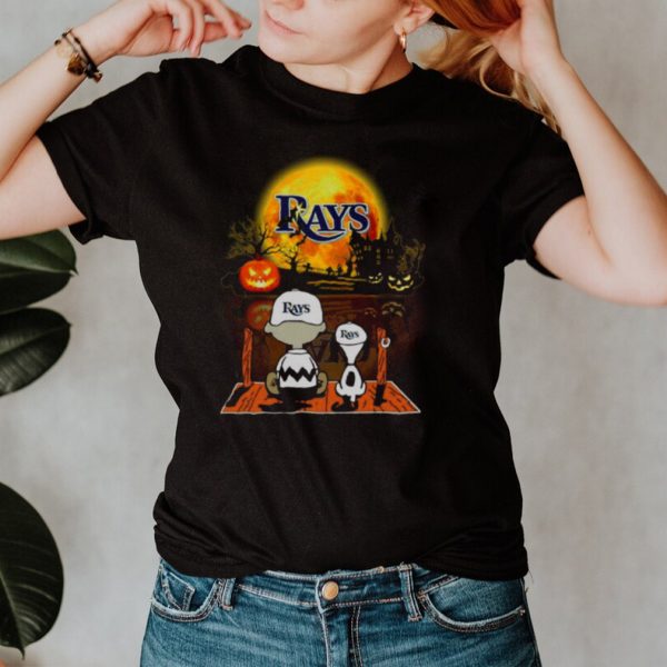 Snoopy and Charlie Brown Pumpkin Tampa Bay Rays Halloween Moon shirt