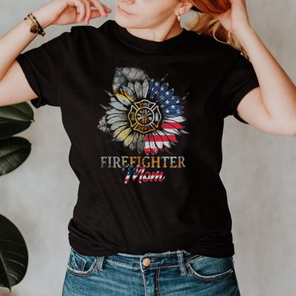 Sunflower Firefighter Mom American Flag shirt