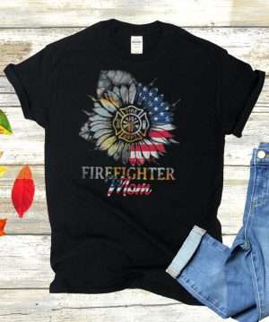 Sunflower Firefighter Mom American Flag shirt