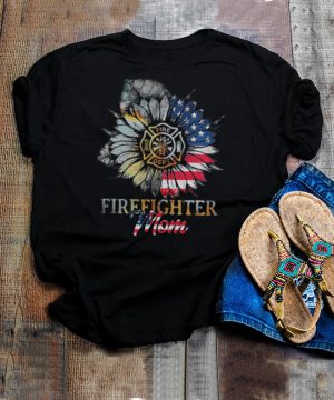 Sunflower Firefighter Mom American Flag shirt