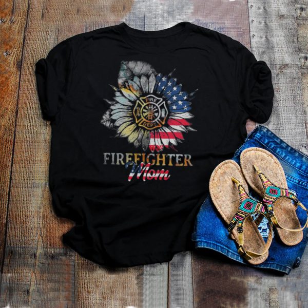 Sunflower Firefighter Mom American Flag shirt