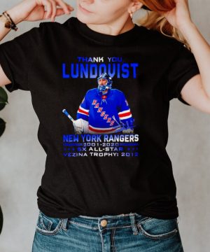 Thank you Lundqvist New York Rangers 2001 2020 signature t shirt