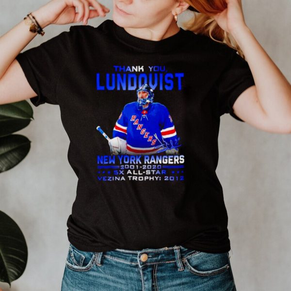 Thank you Lundqvist New York Rangers 2001 2020 signature t shirt