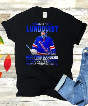 Thank you Lundqvist New York Rangers 2001 2020 signature t shirt