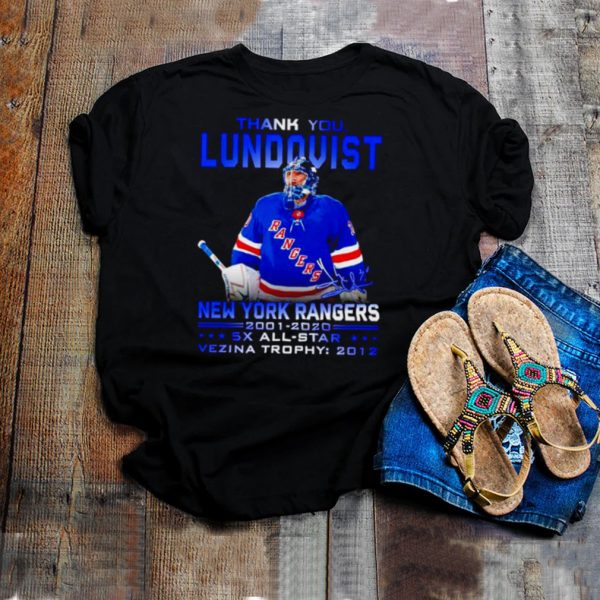 Thank you Lundqvist New York Rangers 2001 2020 signature t shirt